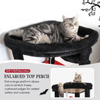 Globlazer Gothic Heavy Duty Cat Tree, 74in Sturdy Goth Cat Tower for Large Cats Adult Big Cat Tree with 7 Scratching Posts, 2 Padded Spacious Condos, 2 Hanging Baskets, Enlarged Perch, S74, Red Black