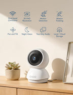 GNCC 2K Home Security Cameras-5Ghz WiFi Indoor Camera with 360°PTZ, 4 Pack | Motion Detection for Pets /Baby/Nanny/Dogs, 2-Way Audio, Night Vision, 24/7 SD Card Storage, Cloud Storage, Works with Alexa
