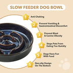 Havniva Raised Slow Feeder Dog Bowls, Elevated Dog Bowls Slow Feeder Set | 1.2 Cups Ceramic Dog Bowl Elevated with Acacia Wood Stand, Raised Dog Food Bowl, Puzzle Slow Feeder for Small Dogs, Non-Slip