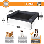 K&H Outdoor Elevated Dog Bed, Bolster Pet Cot, Large 42x30in, Charcoal | Pet Cot for Large Pets, Washable Mesh Center Hammock with Removable Washable Bolsters, Indoor / Outdoor Dog Bed, Metal Frame