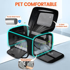 Petskd Top-Expandable Small Pet Carrier with Wheels Airline Approved | 17"x11"x9.5", for Alaska Airlines, Lockable Safety Zippers and Anti-Scratch Mesh, Pets Under 10 Lbs, Black