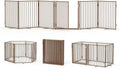 No Pawblems Full Metal Freestanding Dog Gate with Door, 30" Tall | Foldable Pet & Dog Fence for Stairs/Deck/Doorways, Indoor/Outdoor, Freestanding & Wall Mount, 156" Wide, 6 Panels, Brown