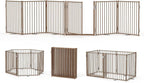 No Pawblems Full Metal Freestanding Dog Gate with Door, 30" Tall | Foldable Pet & Dog Fence for Stairs/Deck/Doorways, Indoor/Outdoor, Freestanding & Wall Mount, 156" Wide, 6 Panels, Brown
