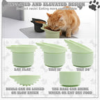 2 Pack Slow Feeder Cat Bowls, Silicone Tilted Raised Pet Bowl with Non Slip Base for Digestion Anti Vomit, Black, Green