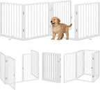 Vantas 80" x 24" Foldable Freestanding Extra Wide Dog Gate with Door,White | Pet Gate for Stairs and Doorways, Renter Friendly No Drill, Indoor Pet Fence Extra Wide, Easy Storage, With Support Feet
