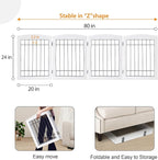 LZRS 4-Panel Extra-Wide Wooden Freestanding Dog Gate: Foldable Solid Wood and Steel Wire Chew Resistant Safety Barrier for Doorways, Stairs, and Large Open Spaces Indoor Use, White