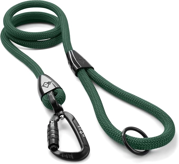 MADE TO ROAM Premium Explorer Leash - Climbing Rope Leash with Autolocking Aviation Aluminum Carabiner - Maine Marina, 6ft
