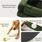 Waterproof Orthopedic Dog Bed for Extra Large Sized Dogs | Memory Foam Pet Bed Sofa with Bolster, Dog Couch with Washable Cover & Non-Slip Bottom, 42x30 Inch, Oliva Green