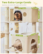 Taoqimiao 76in Cat Tree, Tall Sturdy Cat Tower for Large Indoor Cats MS046M | Easy assembly, Sturdy, Multi Level, Easy Clean, Cozy Condo, Perches, Baskets, Suitable for Kittens and Adult Cats