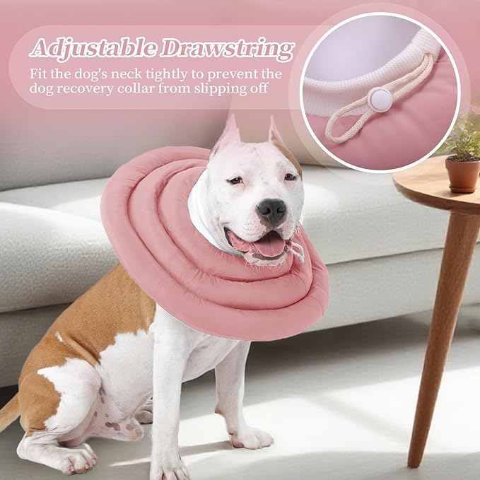 IDOMIK Dog Recovery Collar, Waterproof Soft Dog Cone After Surgery | Comfy Protective Elizabethan Collar Alternative for Dogs Cats, Adjustable Pet Neck Donut Cone Anti-Licking Wounds,Pink,2XL