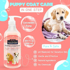 Natural Puppy Shampoo and Conditioner Tear Free with Aloe Vera, pH-Balanced Shampoo for Puppies, Tearless Dog Shampoo and Conditioner, Puppy Wash Sensitive Skin 26.4 Oz (6 Pack)