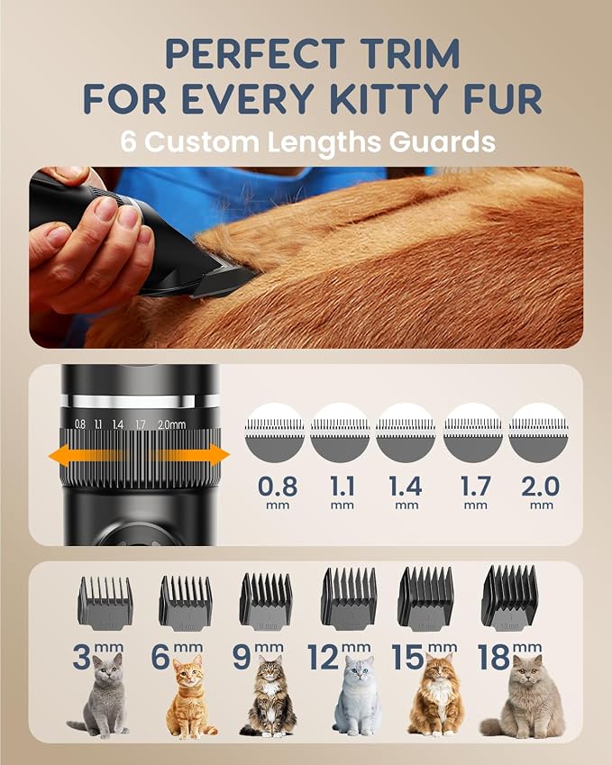Cat Clippers for Matted Long Hair,Low Noise Cordless Pet Grooming Trimmer