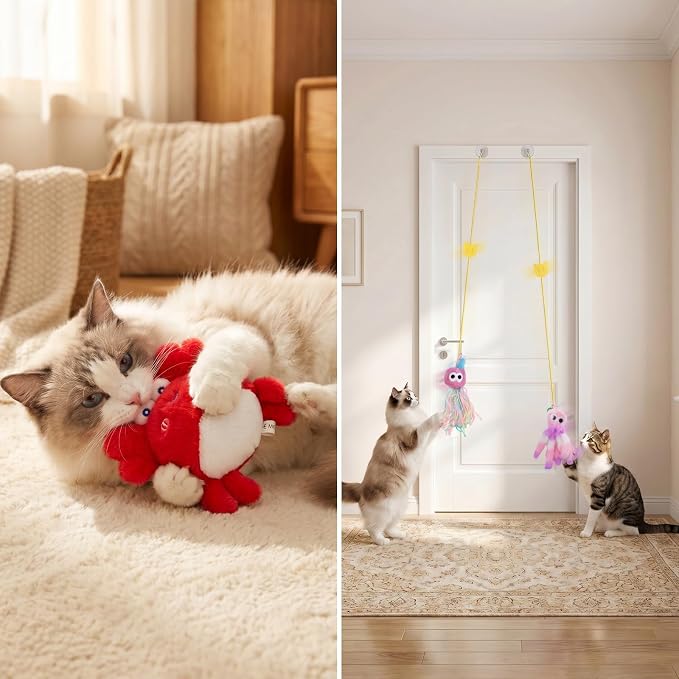 20 Pcs Cat Wrestling Glove Toy, Interactive Cat Toys for Indoor Cats | Cat Puppet, Hand & Arm Protection, Bunny-Kick Instinct, 3 Layer Shock-Absorbing 3D Mesh, Shark-Shaped