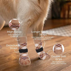 EXPAWLORER Dog Socks to Prevent Licking Paws,Anti Slip Dog Shoes for Hot Pavement,Dog Booties for Hardwood Floors,Dogs Boots & Paw Protectors for Small Medium Large Senior Dogs,British Style,Khaki M