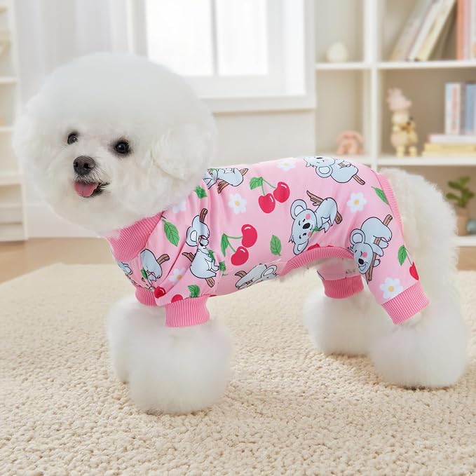 XPUDAC 4 Pieces Dog Pajamas for Small Medium Sized Dogs Stretchable Dog Pjs Soft Puppy Clothes Boy Girl Cats Pet Outfits, 2XL