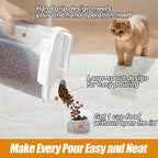 Dog Cat Food Storage Container with Cup (White, 5L) | Pet Food Pourable Container Airtight with Large Spout, BPA-Free Plastic Food Dispenser for Pet Food, Bird Seed, Rice, Flour