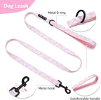 Small Dog Harness and Leash Set of 6, No Pull Soft Lightweight Mesh Puppy Harness， Adjustable Cute Floral Pattern Pet Harness for Small Medium Dogs (Pink Flowers, L)
