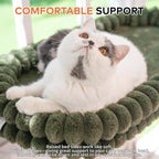 CHEERPALS Cat Window Perch for Indoor Cats Hammock for Window with Reversible Cushion, Foldable Cat Window Bed for Large Cats and Kittens, Cloud Series(Green,Large)