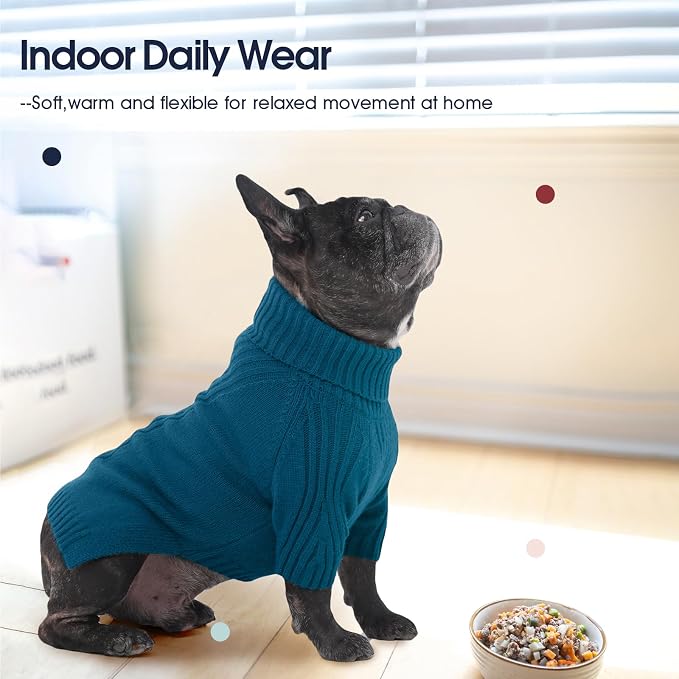 IECOii Extra Large Dog Sweater 4XL,Thermal Warm Dog Sweaters for Giant Breed Dogs,Turtleneck Knitted Knitwear for Winter,Stretchy&Easy On Dogs Sweatshirt for Doberman,Great Dane (Peacock Blue,XXXXL)