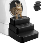 3 Step Litter Box Ramp Adjustable Detachable Litter Box Step, Black
