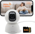 SensForge 2.5K Indoor Pan-Tilt Security Camera, 360° Dual-Band 2.4/5GB Wi-Fi Camera for Home, Free AI Human & Pet Detection, 64GB SD Card Included, Two-Way Talk, No Subscription Required(1, White)