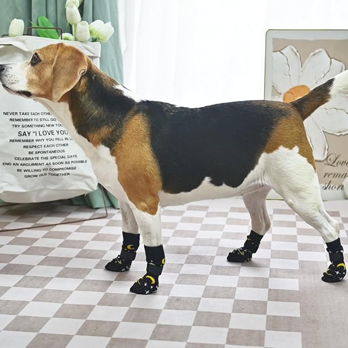SCENEREAL Anti Slip Dog Socks to Prevent Licking Paws for Hardwood Floors | Double Sides Dog Shoes Boots & Paw Protectors for Hot/Cold Pavement, Dog Grippy Booties for Small Medium Large Senior Dogs