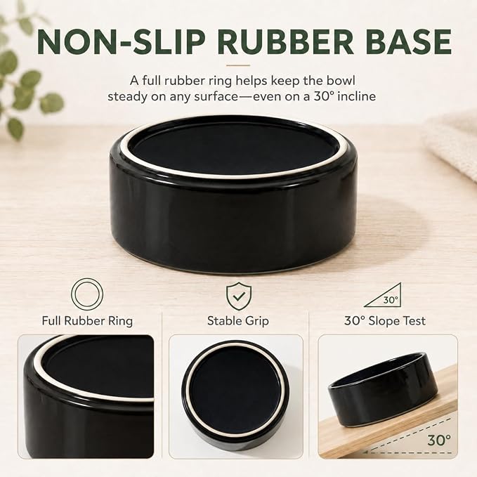 Havniva Cat Bowls Set of Two, 5.1” Ceramic Cat Food and Water Bowls | Cat Food Bowls Whisker Friendly, Non-Slip Base, Food-Grade Ceramic, Wide Opening, Dishwasher Safe, Cat Bowls for Indoor Cats