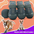 Dog Boots – Breathable Paw Protectors, Anti-Slip Sole (4 Pack, Size 1, Army Grey), for Small Dogs | Hiking, Hot Pavement & Winter Snow | Adjustable Straps with Reflective Safety Design
