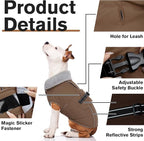 Lelepet Dog Coats for Large Dogs Waterproof Dog Jacket with Adjustable Fit | Reflective Winter Coat Pet Fleece Vest Windproof Cold Weather Coats with Adjustable Buckle & Leash Hole, Brown, XXL