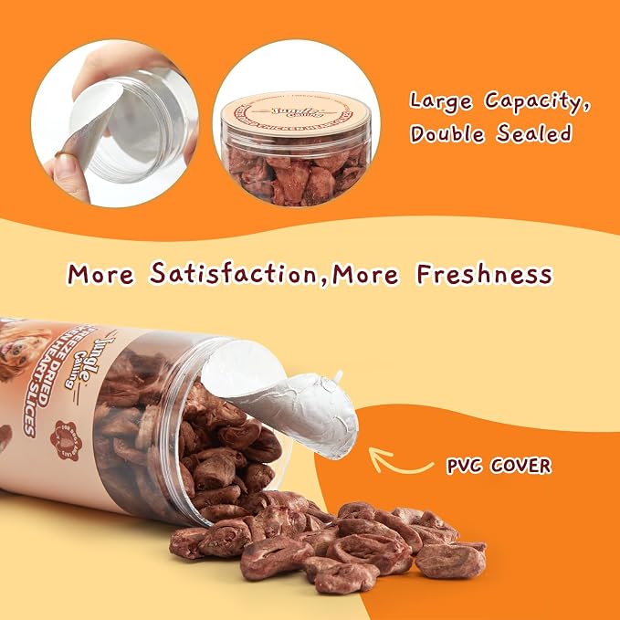 Jungle Calling Freeze Dried Chicken Hearts for Dogs & Cats, 7.76 oz | Single Ingredient, High Protein Organ Meat, Bite-Sized Chicken Heart Halves, Easy to Chew & Digest Training Treats & Toppers