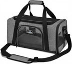 Wakytu TSA & Airline Approved Soft Pet Carrier for Cats/Dogs,17.7x11x8.3 | 3 entrances & 5 vents, waterproof rip-stop, anti-escape locks, padded strap,plane underseat,cat dog carrier