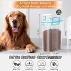LEAWALK 3-5Lbs Airtight Small Cat Dog Pet Food Storage Containers BPA-Free, With Large Pour Spout/1 Measuring Cup/ 4 Safety Locks and Double-layer Silicone Strip (Color Blocking 3Pack)