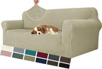 MAXIJIN Couch Covers for 3 Cushion Couch Sofa (71"-91"), 1-Piece Stretch Sofa Cover Slipcover Furniture Protector with Elastic Bottom for Kids,Dogs (Large, Diamond Pattern Khaki)