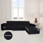 Easy-Going Reversible L-Shape Sectional Couch Cover, X-Large, Black/Black | Soft Sofa Slipcover For Dogs, Fits Left/Right Chaise Lounge Protector, Water Resistant Mat For Living Room