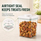 Pet Dog-Cat POP-Treat Airtight jar-Container - 1.3 Qt/1.2 L | Stackable One-Touch Opening | Airtight Dog and Cat Food Storage Container | BPA-Free