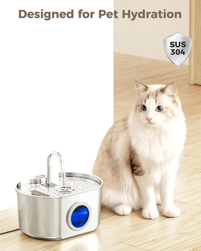 Neareal Cat Water Fountain Replacement Filters and Pre-Filter Sponges | Includes 6 Filters and 6 Sponges for 74oz/2.2L Stainless Steel Pet Fountain