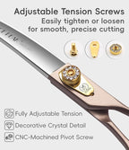Professional Curved Dog Grooming Scissors 7.5'' Rose Gold 440C Stainless Steel Pet Cutting Shears Safety Trimming Shearing for Dogs Cats