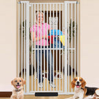 SHYUJAJIE 71 Inch Extra Tall Pet Gate for Cats | 29.92"-43" Adjustable Wide Dog Gates,Pressure Mounted Walk Through Tall Pets Gate for Doorways,Hallway,Stairs,White
