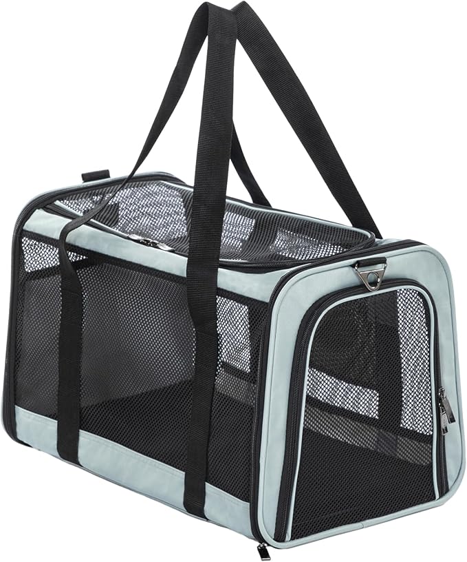 Petsfit Soft-Sided Cat Carrier,18 x 11 x 11 Pet Carrier | Airline Approved, Lightweight and Collapsible, Ventilation on 5 sides, Escape Proof, Adjustable Shoulder Strap & Soft Cushion