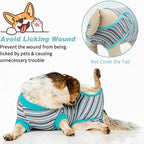 2 Packs Breathable Cotton Dog Recovery Suit for After Neuter Spay Abdominal Wounds Protector, Professional Anti-Licking Onesies for Male Female Pets Surgery Bandages, Large Textured Blue Purple