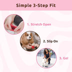 PawZ Rubber Dog Boots for Large Paws - All-Weather Waterproof Dog Shoes, Anti-Slip Traction for Rain, Snow, Mud & Hot Pavement - Pull-On Dog Booties, Pink - X-Large (4" +) - Pack of 24