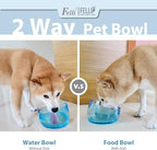 Felli Pet Oblik Acrylic Raised Dog Food Water Bowl Stainless Steel Slanted Oval Dish for Short Leg Puppy & Small Medium Pet, Elevated Tilted Metal Feeder (Sapphire, 1.5 Cups Oval Dish)