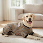 KYEESE Dog Pajamas, Soft Dog Pajamas for Large Dogs Boy Girl, Comfy Dogs PJS Breathable Onesie Clothes, Stretchy Jammies Pet Sleepwear, Lightweight Puppy Jumpsuit Outfit, Khaki Striped, 3XL