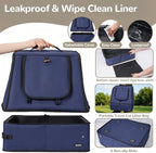 Portable Cat Travel Litter Box with Lid,No Collapse with Hard Base Insert at Bottom, Leak-Proof & Foldable, Easy Clean Odor-Control Cat Travel Essentials for Car, Hotel, Airplane, Camping,Trips Navy