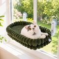 CHEERPALS Cat Window Perch for Indoor Cats Hammock for Window with Reversible Cushion, Foldable Cat Window Bed for Large Cats and Kittens, Cloud Series(Green,Medium)