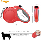 Fida Retractable Dog Leash for Large Breed up to 110 lbs, 16 ft Heavy Duty Pet Walking Leash with Dispenser and Poop Bags, Anti-Slip Handle, Reflective Strong Nylon Tape (L, Red)