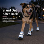 Dog Boots, Waterproof Dog Shoes with Reflective Straps, Rugged Anti-Slip Sole Paw Protectors for Medium Large Dogs, Breathable Pet Booties for Hot Pavement, Snow, Hiking, 4Pcs