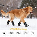 Dog Shoes for Medium Large Dogs Winter Dog Snow Boots Anti-Slip Dog Boots & Paw Protectors Warm Wool Snow Booties with Reflective for Hiking 4Pcs,Size 7