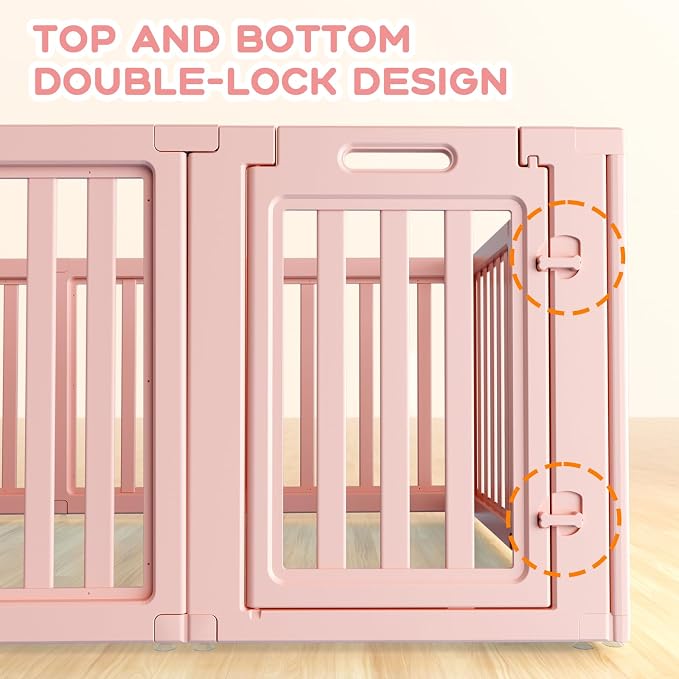Dog Playpen, Clear Dog Pen, Dog Pen Indoor, Easy to Install and Remove Dog Play Pen, Puppy Playpen Suitable for Dogs, Cats,Dog Playpen Indoor (Pink,23.6 inch Height, 10 Panels)