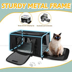 Petskd Small Pet Carrier 17" L x 12" W x 8.5" H Airline Approved, Black | for JetBlue/Frontier/Spirit Airlines, Lockable Safety Zippers and Anti-Scratch Mesh, Pets Under 8 lbs